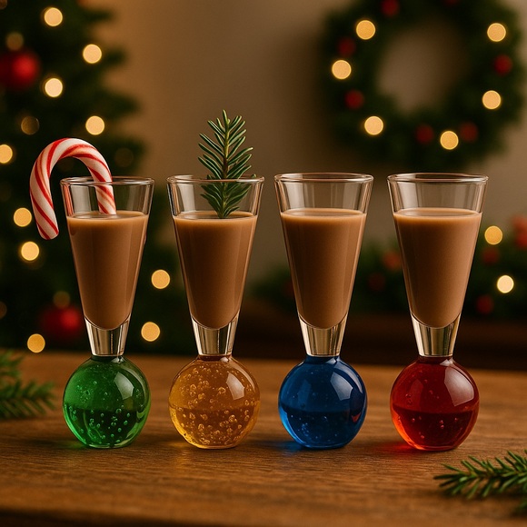 Vintage Hand Blown Cordial Bubble Ball Shot Bar Glasses Set of 4 - Picture 6 of 12